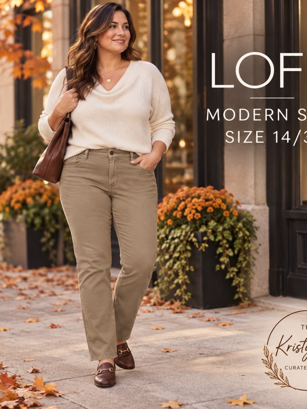 LOFT Modern Slim Stretch Straight Leg Corduroy Pants Taupe Size 14/32